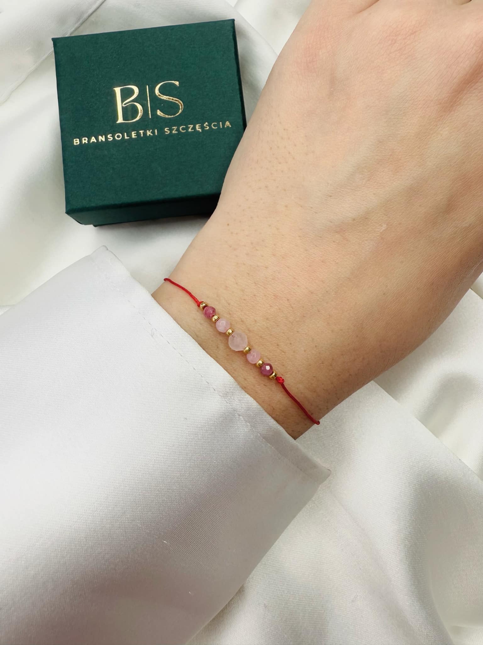 Bransoletka na nadgarstku z kwarcem różowym