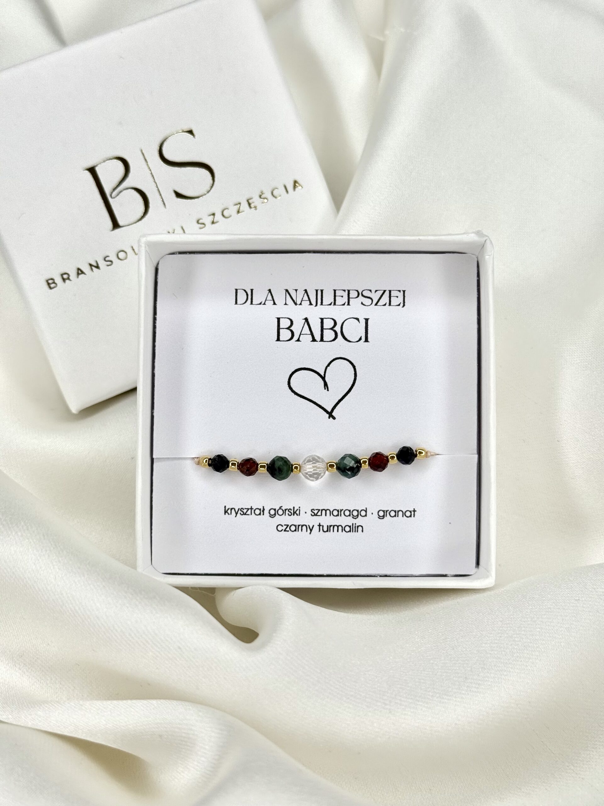 Bransoletka dla Babci na eleganckim kartoniku prezentowym