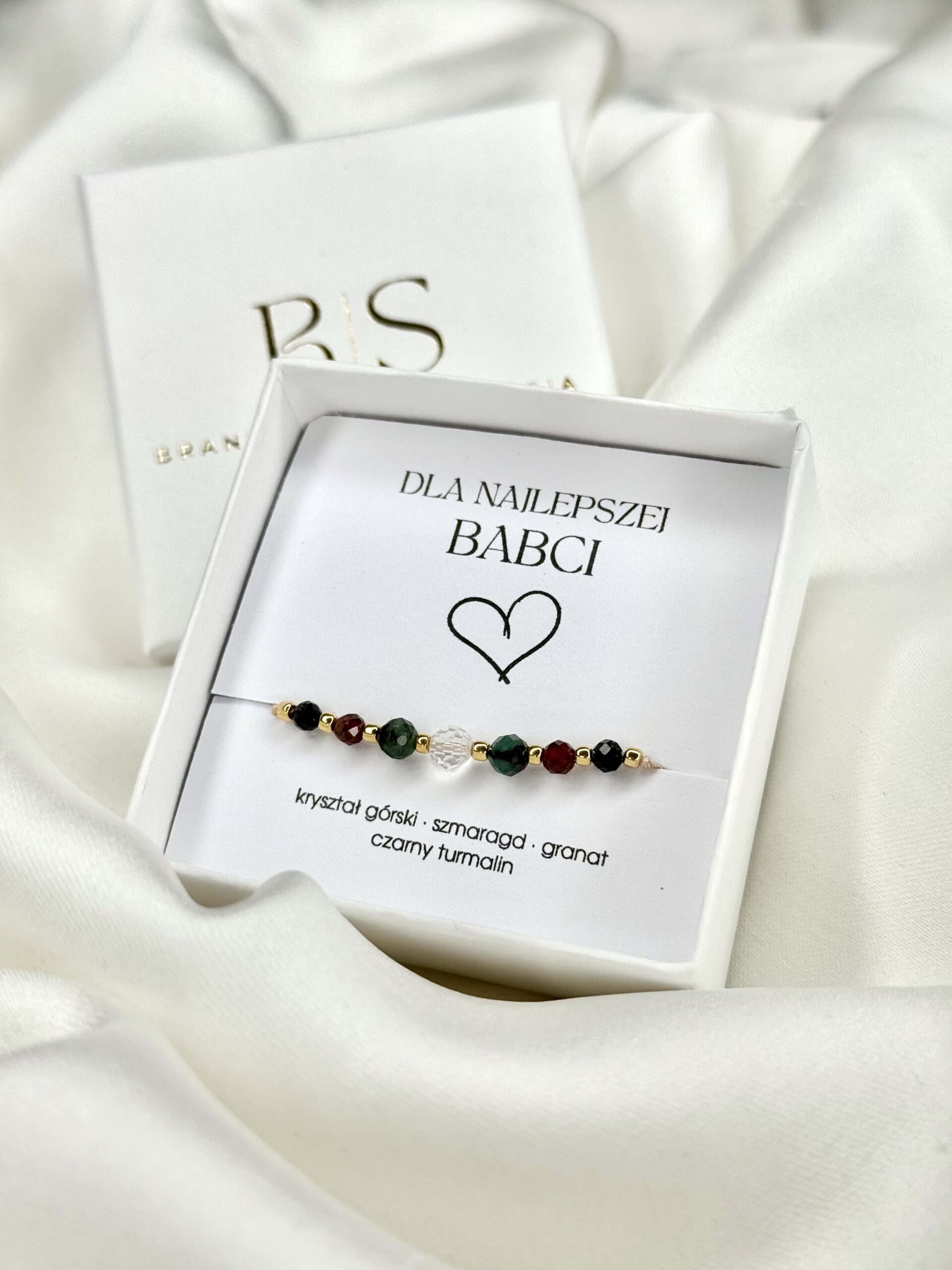 Bransoletka dla Babci w eleganckim kartoniku prezentowym