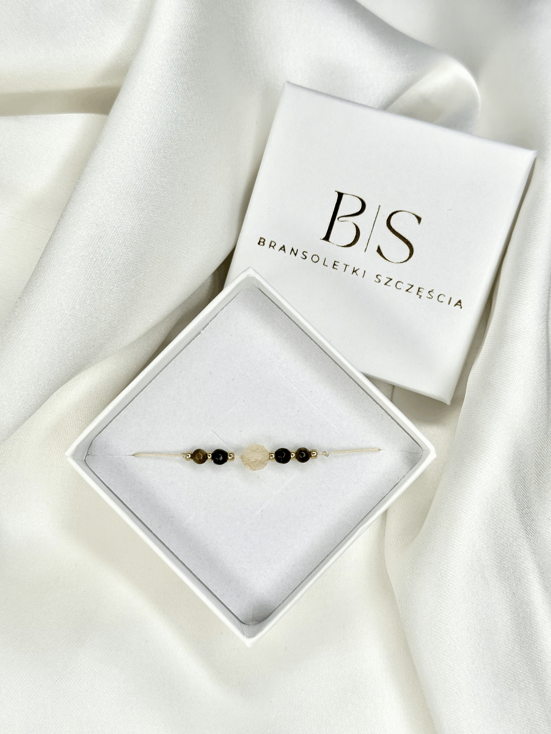 Bransoletka Jesienna Cytryn Agat i Tygrysie Oko na jasnym tle