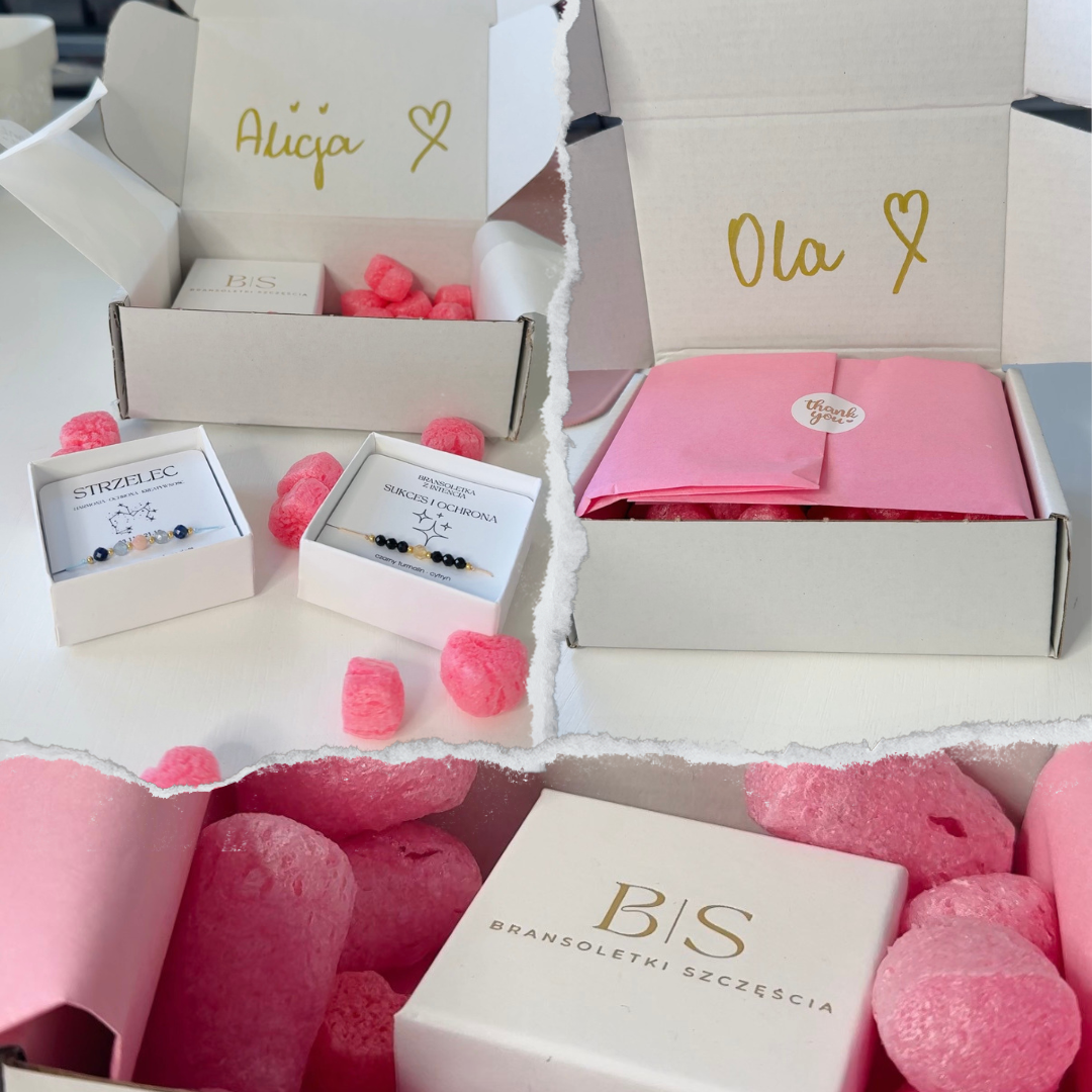 Personalizowane pakowanie zamówień Bransoletki Szczęścia
